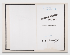 Ian F. Svenonius's "Censorship Now" for the 2017 Whitney Biennial, Spread 1 of 8 (Sincerely)